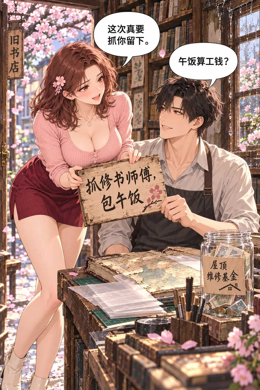 抓贼抓到修书师漫画画面：《抓贼抓到修书师》：以旧牌自嘲回扣，关系建立在认错与帮忙上