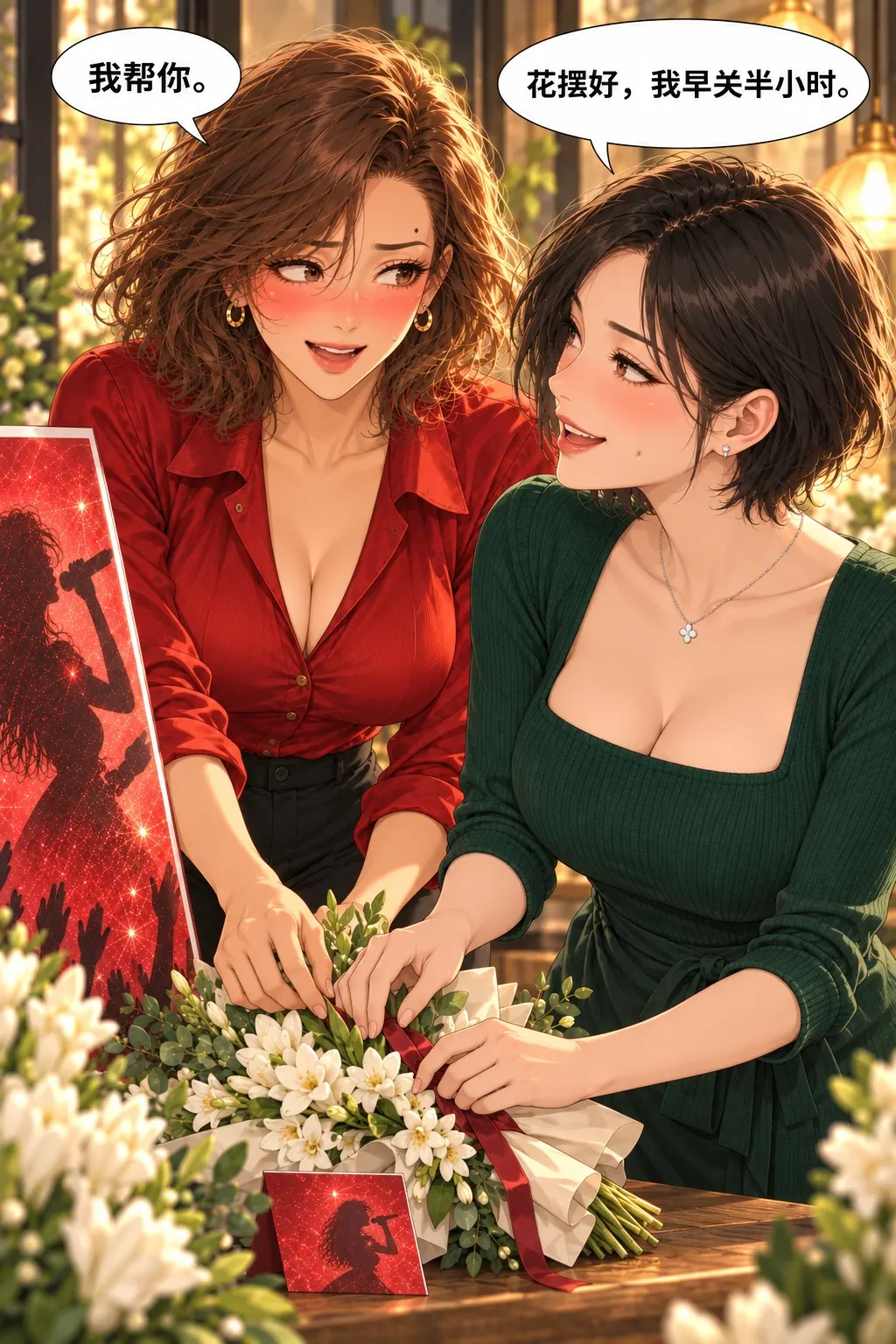 橱窗不借,人可以漫画画面:唐焰与林糯:林糯主动改变时间,唐焰共同承担收尾