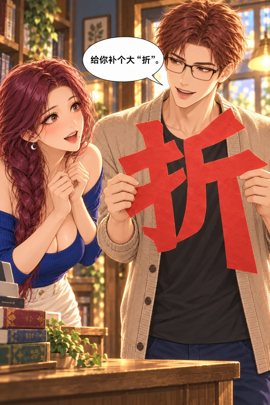 那个折字去哪儿了漫画画面：《那个折字去哪儿了》第7格：他专程回访并以手制大字幽默回应上周误会