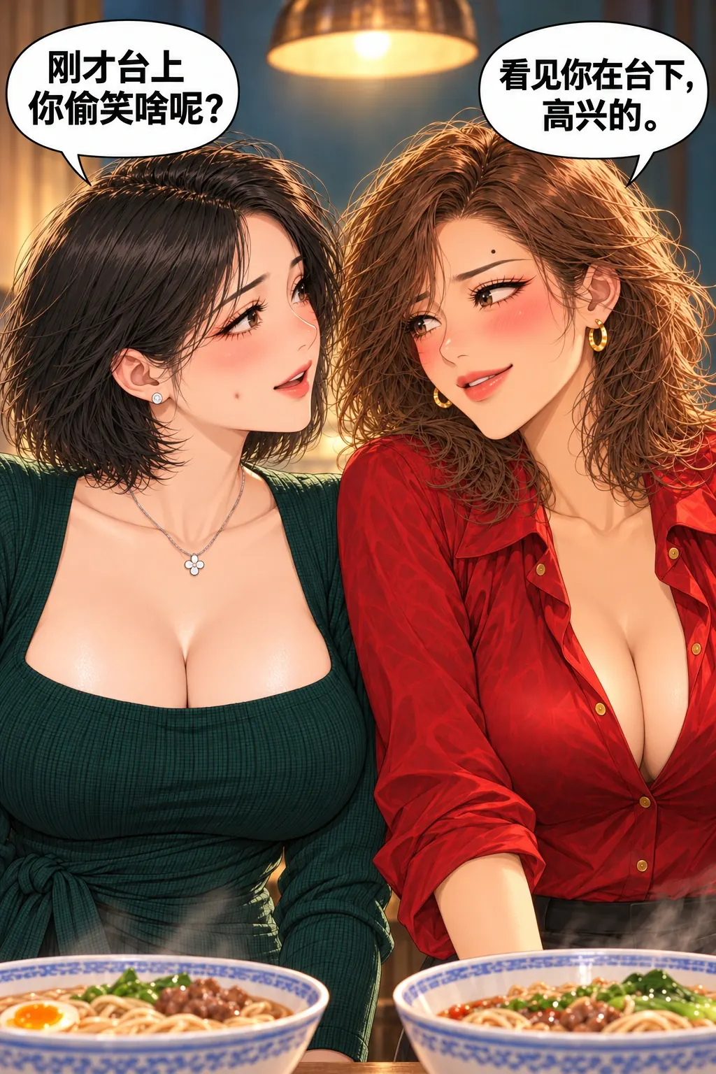 夜宵不加演漫画画面:《夜宵不加演》第6格:从之前错位的演出现场状态,切换到专属两个人的私密互动。