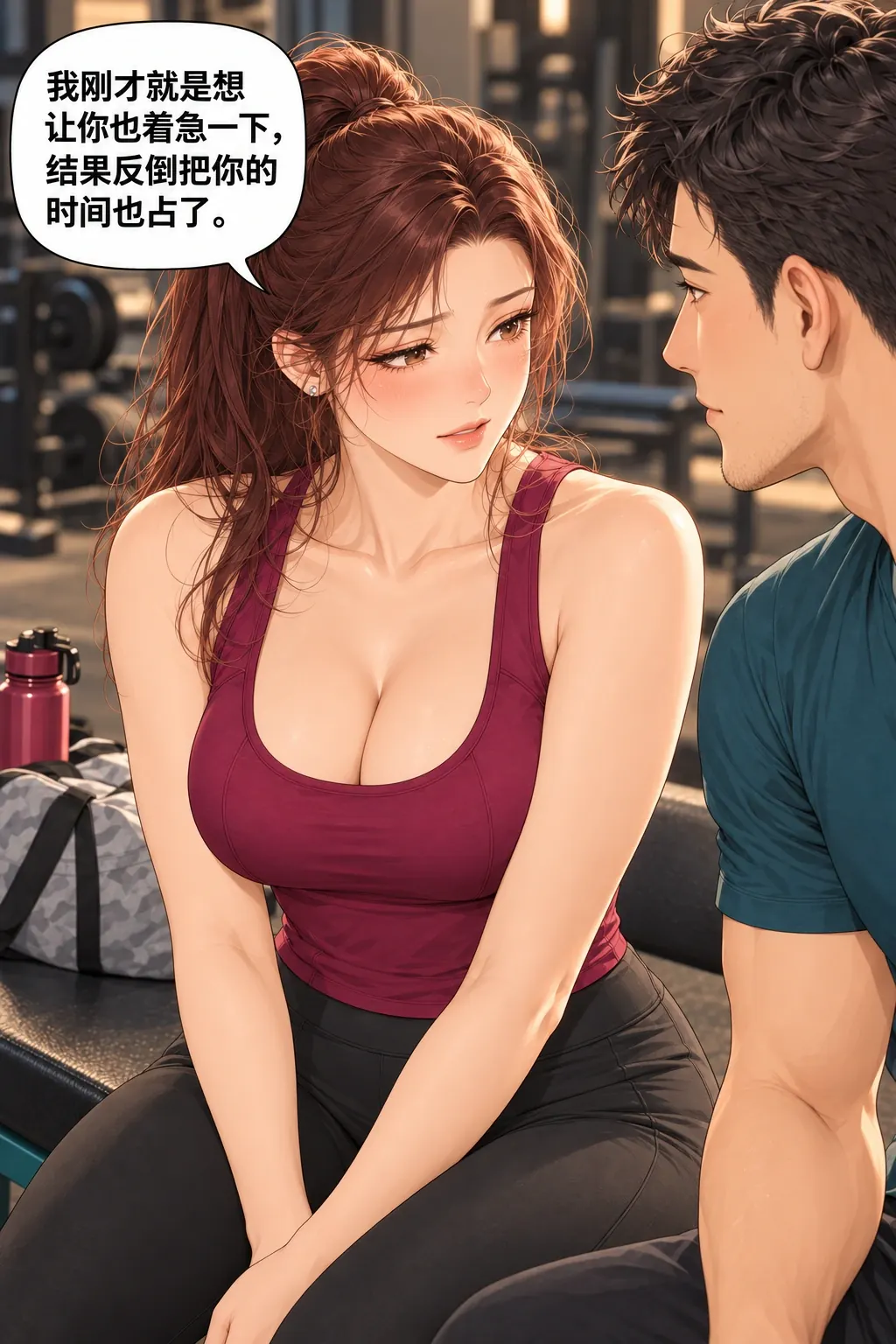 健身搭子初体验漫画画面：《健身搭子初体验》第13格：她承担角色互换的成本，双方都不是唯一正确的人。