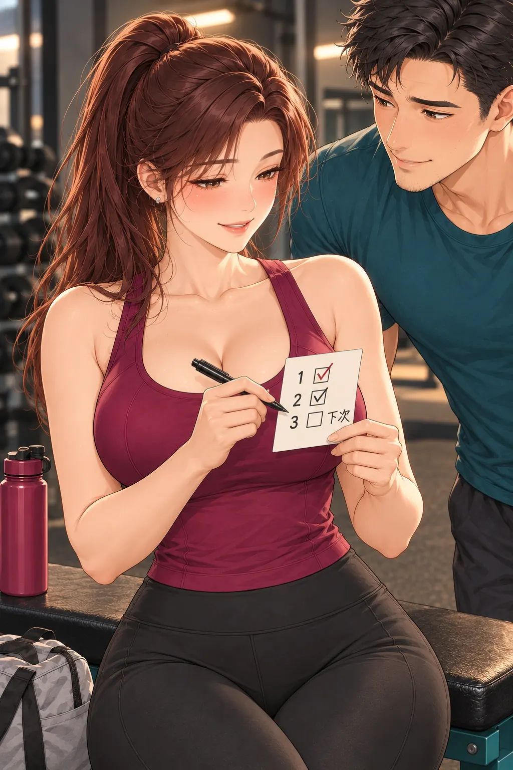 健身搭子初体验漫画画面：《健身搭子初体验》第17格：真实记录留下可见代价，没做完的部分留到下一次。