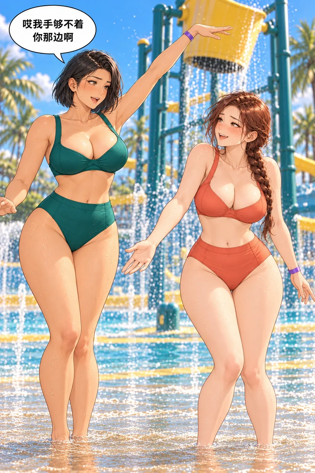 沙堡与水堡漫画画面：《沙堡与水堡》第13格：和之前搭沙堡一样，各自的极致造型凑不到一块儿去