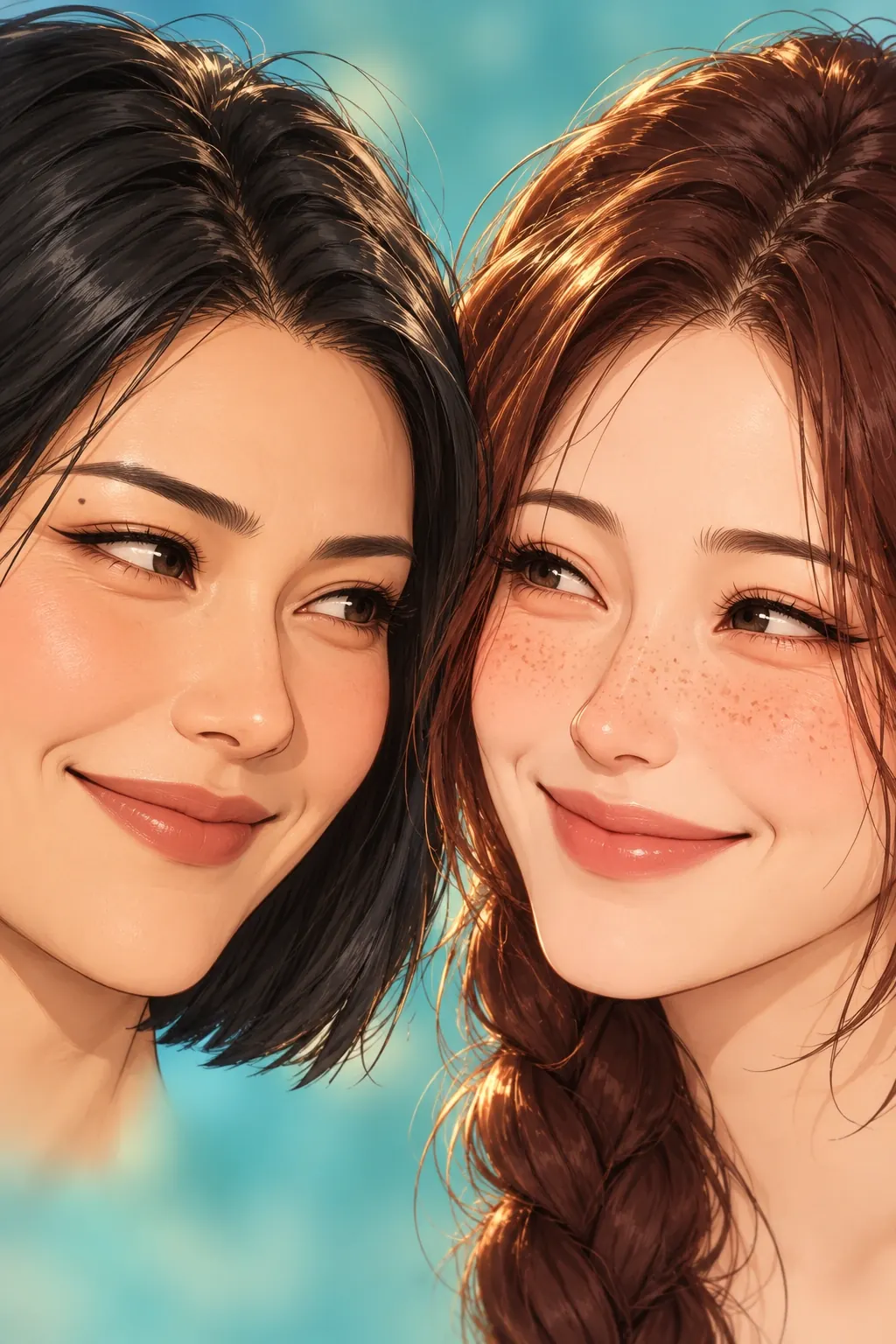 沙堡与水堡漫画画面：《沙堡与水堡》第15格：她们看出两次都只顾自己的部分，先被自己的狼狈逗笑，为主动让步打开余地。