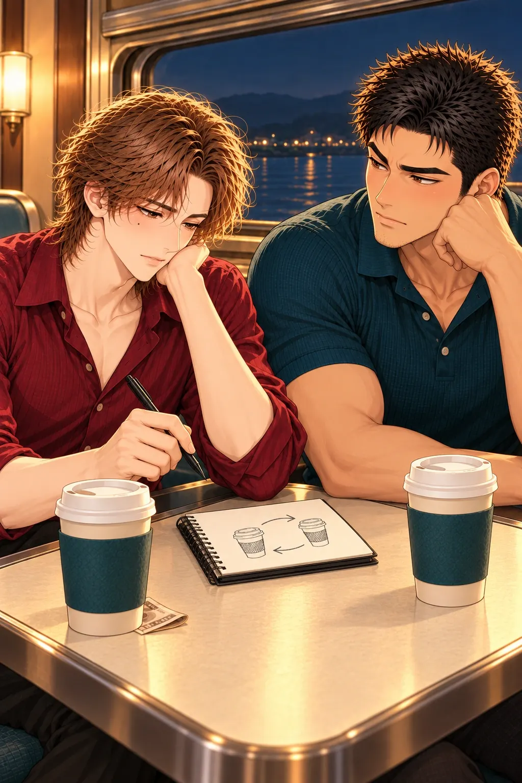 约会不用找零漫画画面：《约会不用找零》第10格：亲眼承担损失后的停顿，账没算出亲近，饮料也温了。