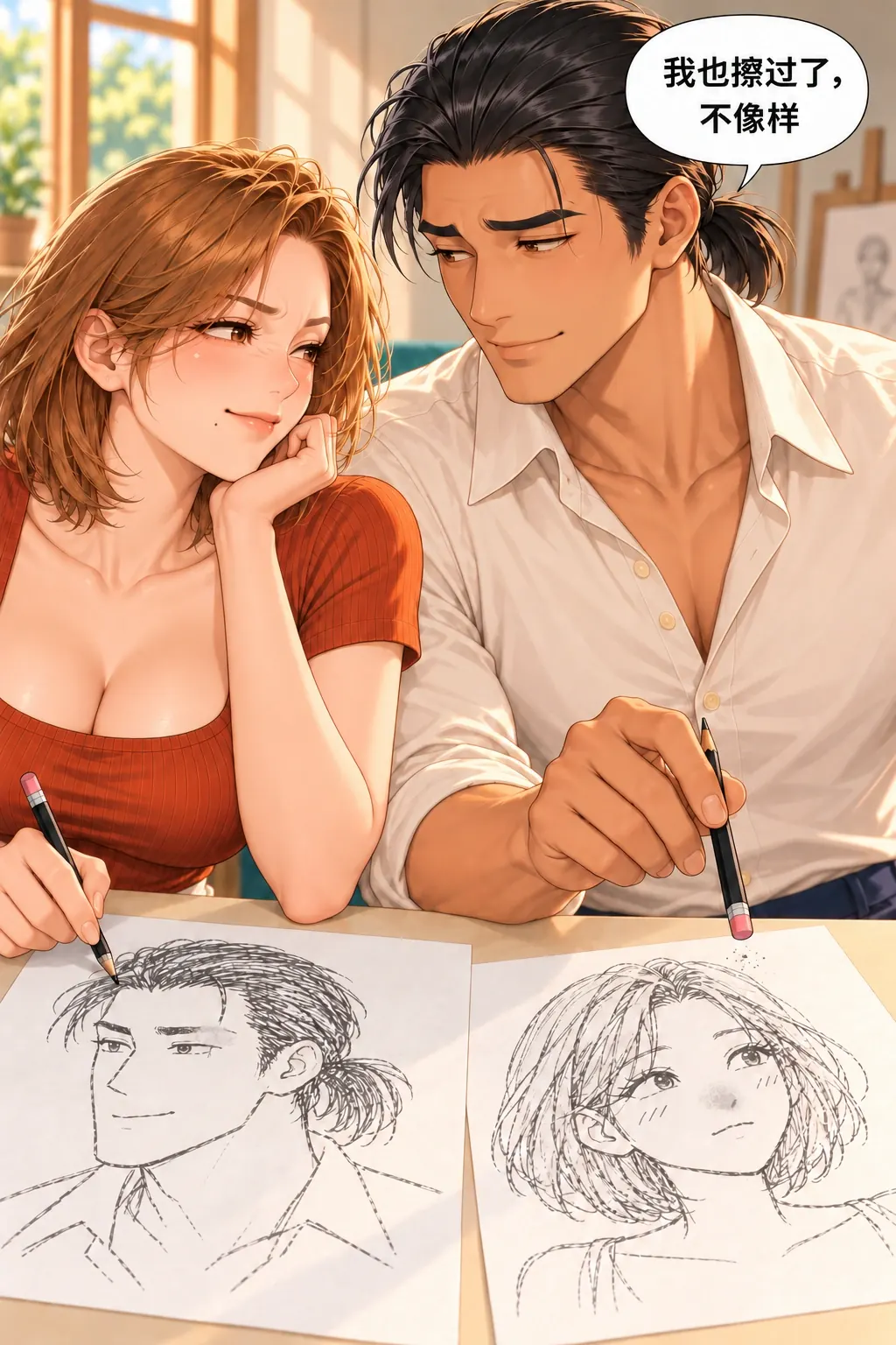 这张脸，我不领漫画画面：《这张脸，我不领》第11格：裴策同步承认自己也擦过了，画得完全走样