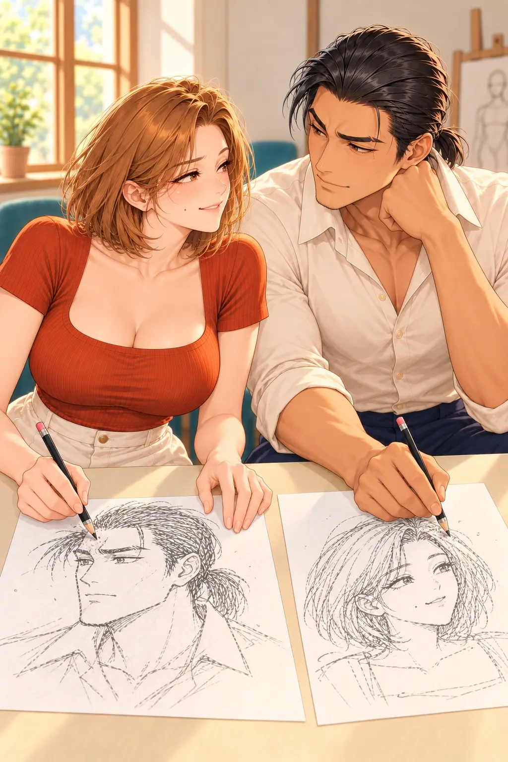 这张脸，我不领漫画画面：《这张脸，我不领》第14格：段弥在擦毛的原纸上直接添线，不换纸不翻页，找回原生挑眉的特征