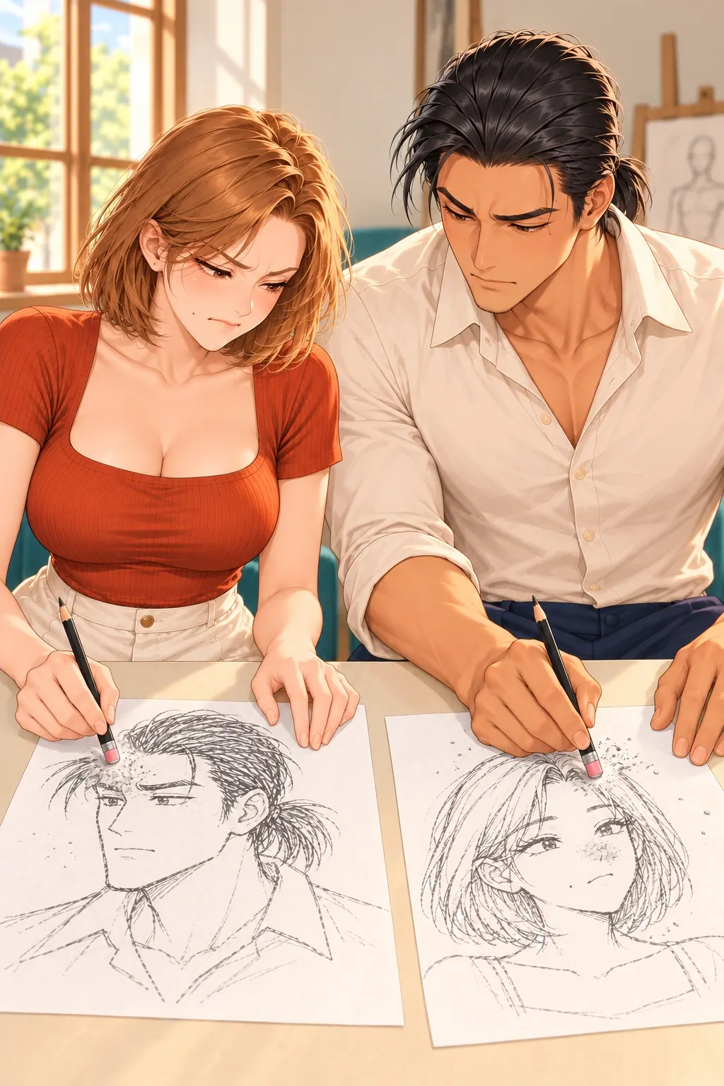 这张脸，我不领漫画画面：《这张脸，我不领》第9格：两张礼物被自己主动擦毛，仍送不出，原纸干净状态已不可恢复。