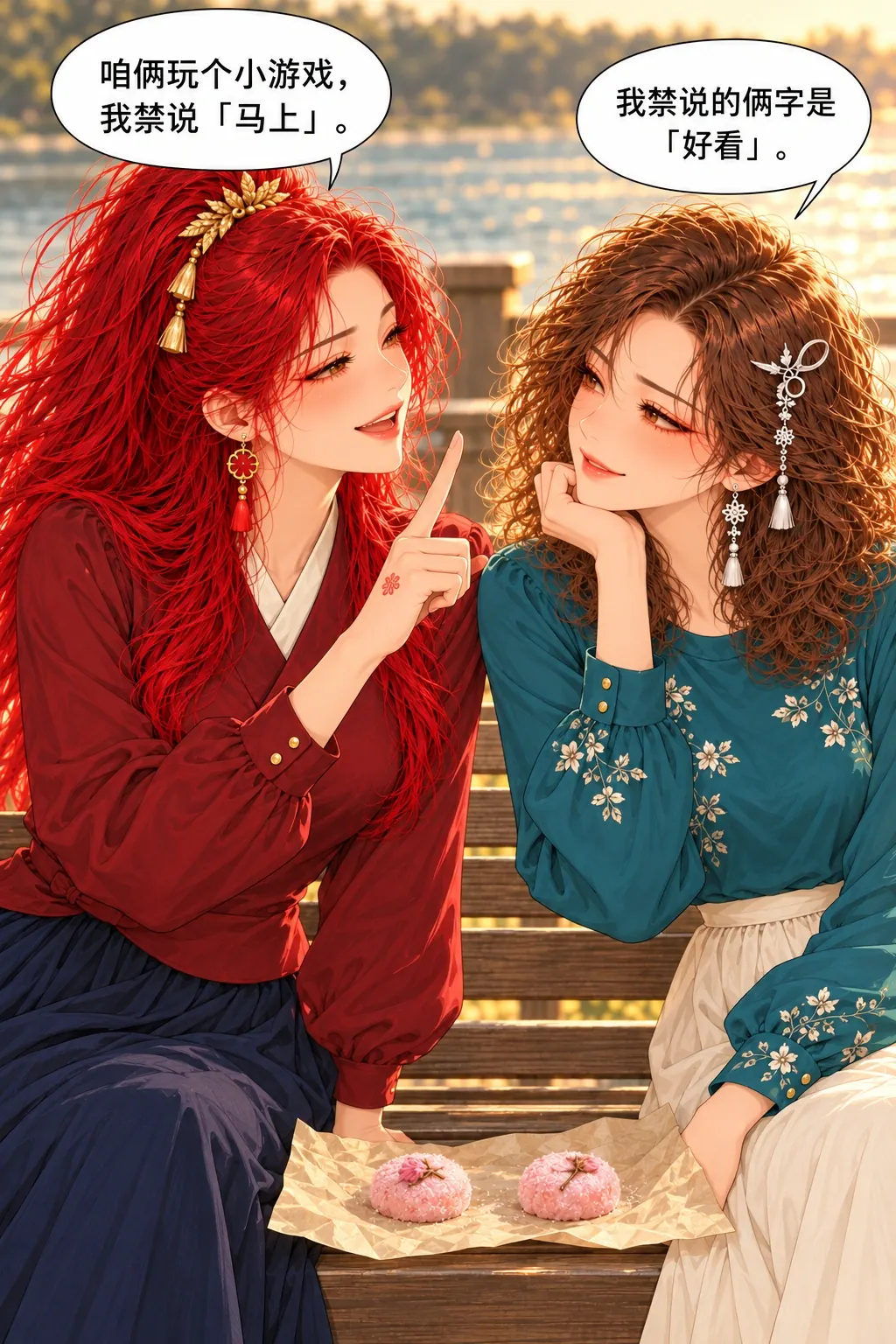 栈道边的樱饼赌约漫画画面：《栈道边的樱饼赌约》第2格：双方禁词明确，尚未开局不判输。