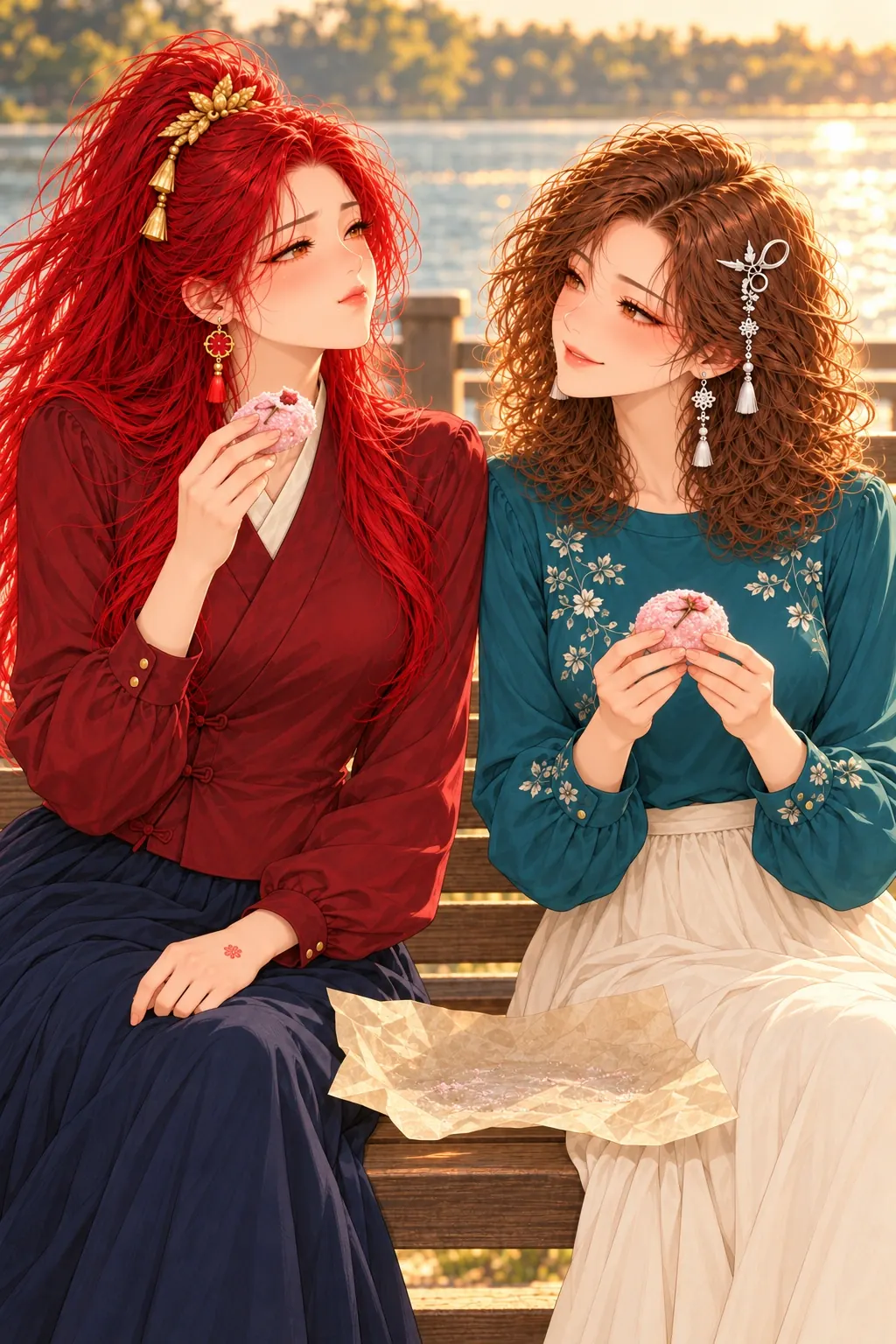 栈道边的樱饼赌约漫画画面：《栈道边的樱饼赌约》第6格：苏真的吃一口，不再纯粹设计陷阱。