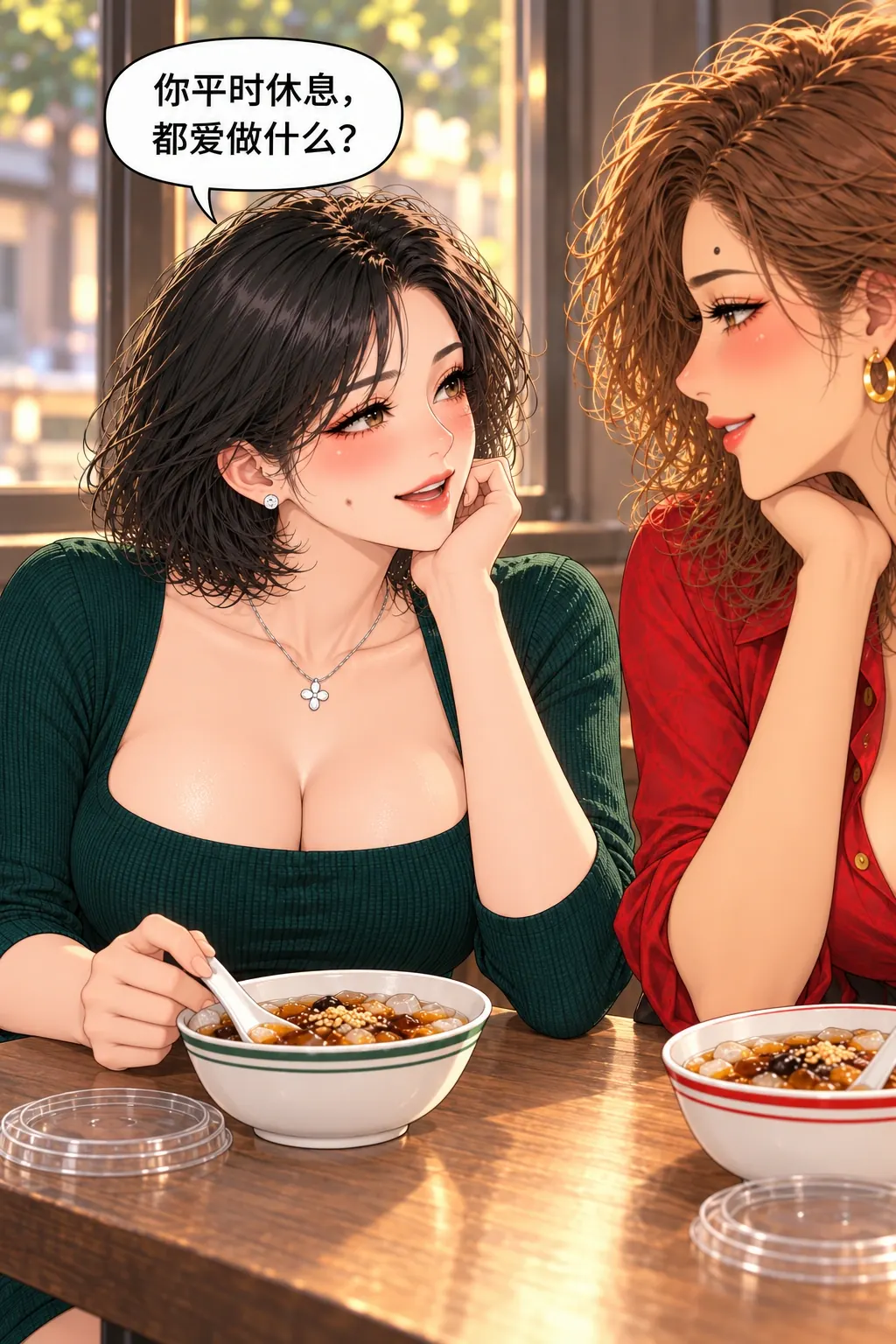 冰粉店的第三把椅子漫画画面：《冰粉店的第三把椅子》第2格：一个具体私人问题已经问出，等答案。
