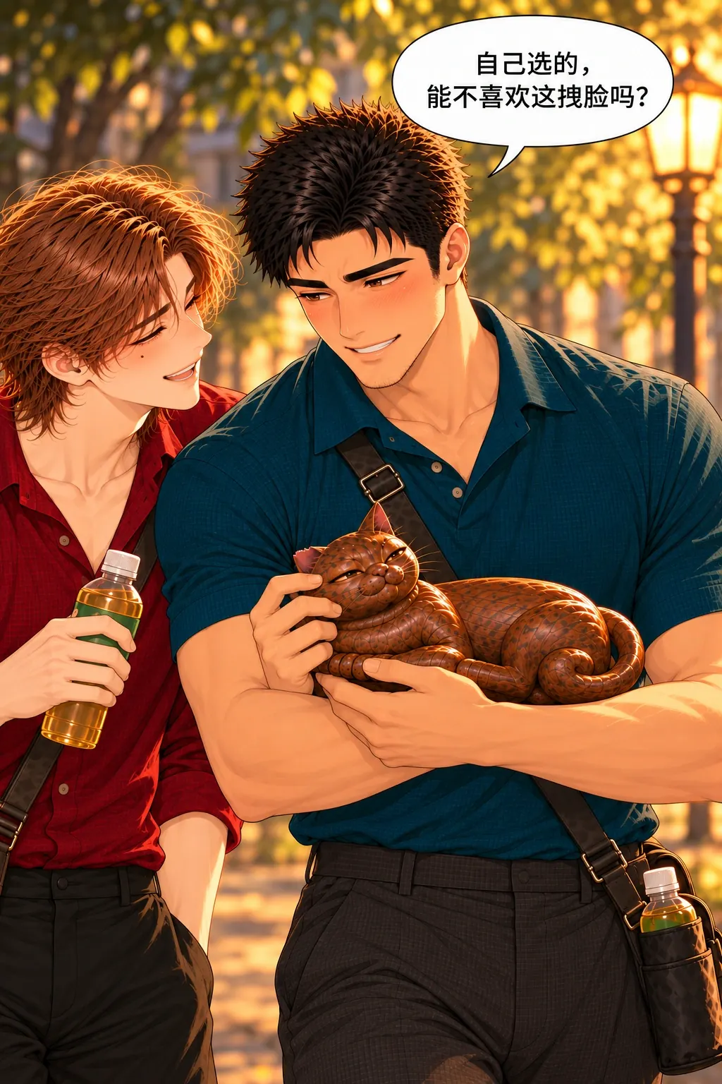 先别替我成交漫画画面：《先别替我成交》第18格：真喜欢和自己选择终于一致，拽猫表情与人的嘴硬反差兑现。