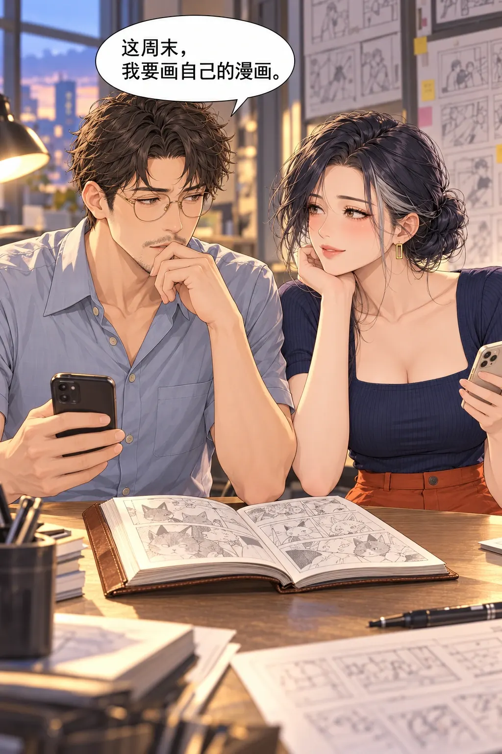 老师也不行漫画画面：《老师也不行》：实图双人坐同桌近景。