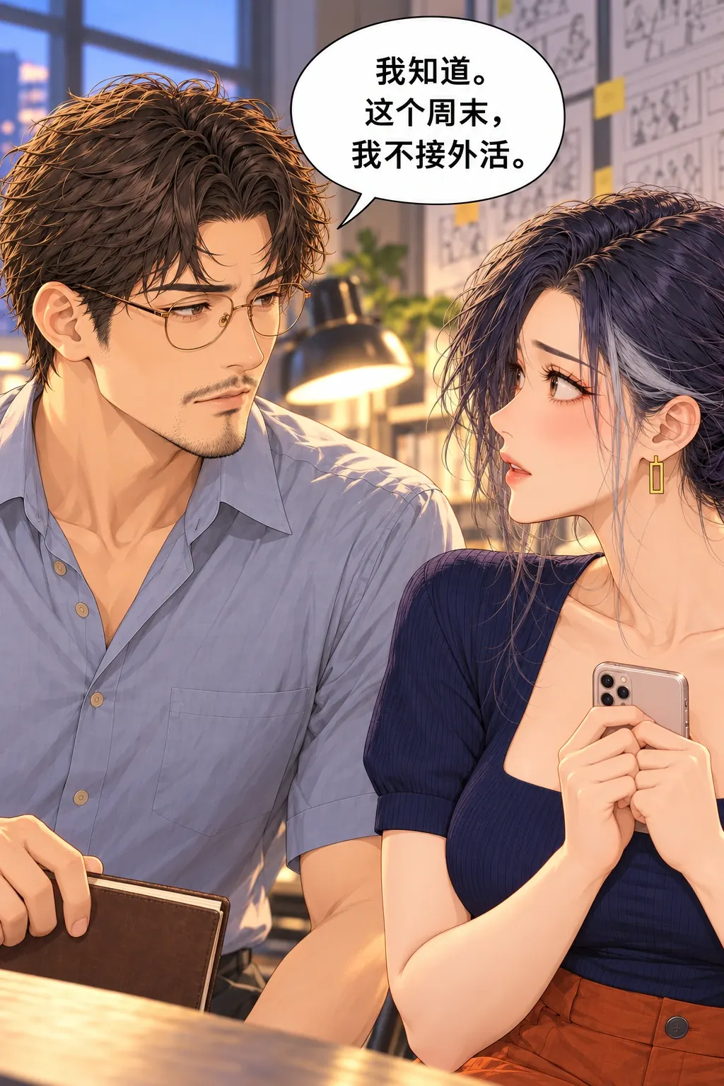 老师也不行漫画画面：《老师也不行》：实图双人大脸上半身。