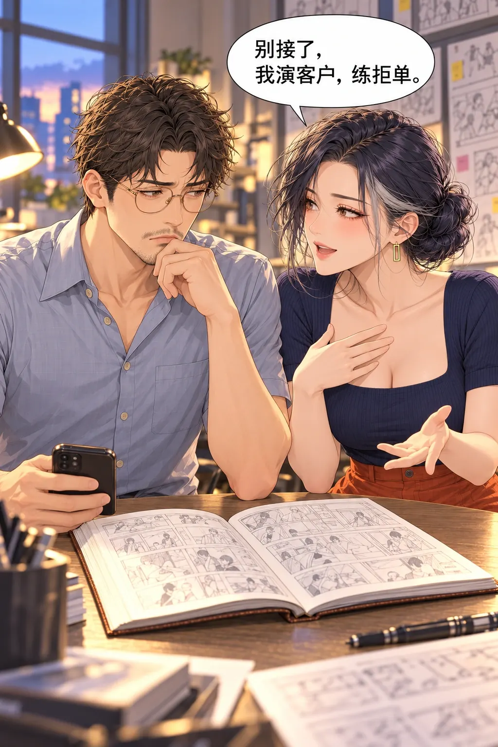 老师也不行漫画画面：《老师也不行》：实图双人同桌上半身。