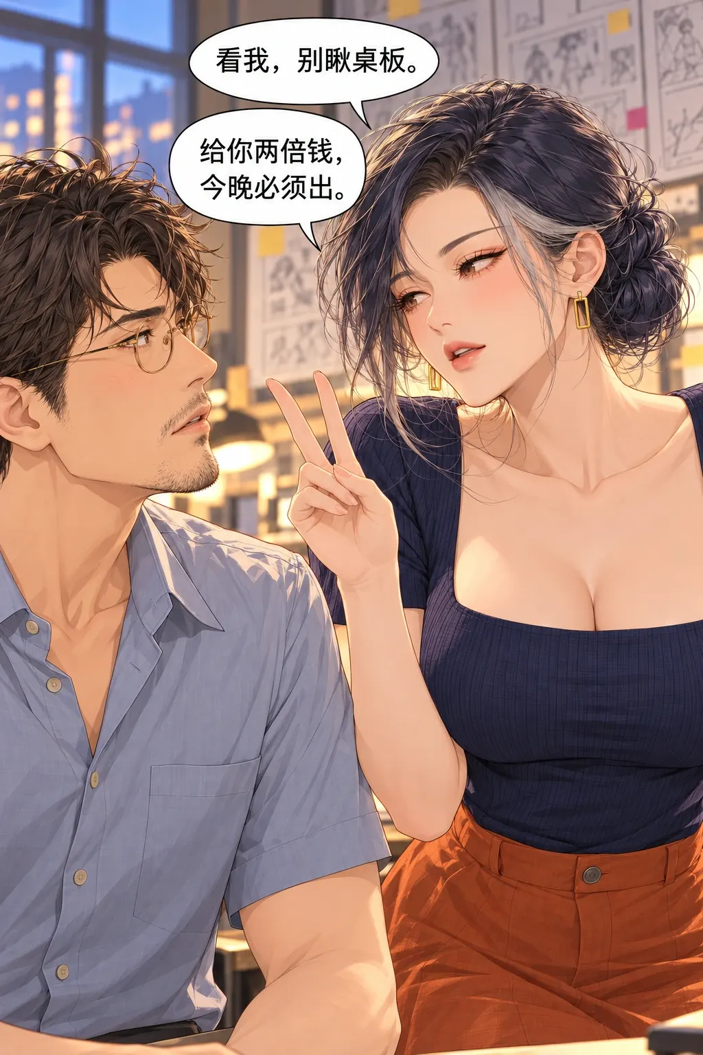 老师也不行漫画画面：《老师也不行》：实图祝右上半身大近景。