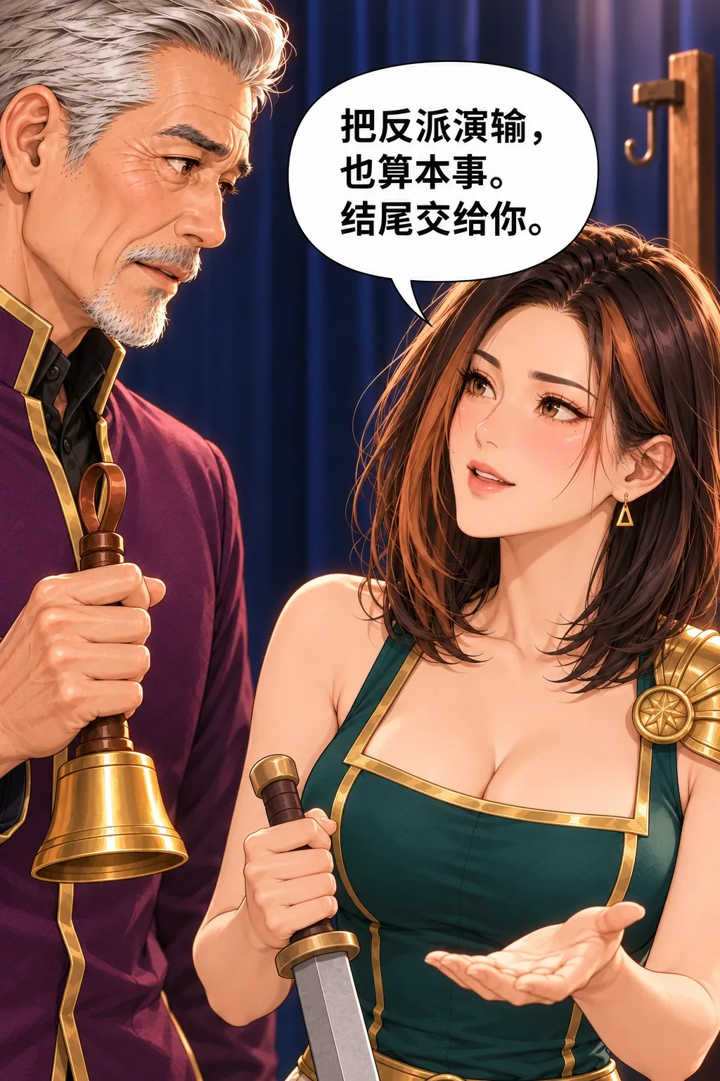 反派不肯认输漫画画面：《反派不肯认输》：女儿没有继续代写父亲，选择留给他自己。