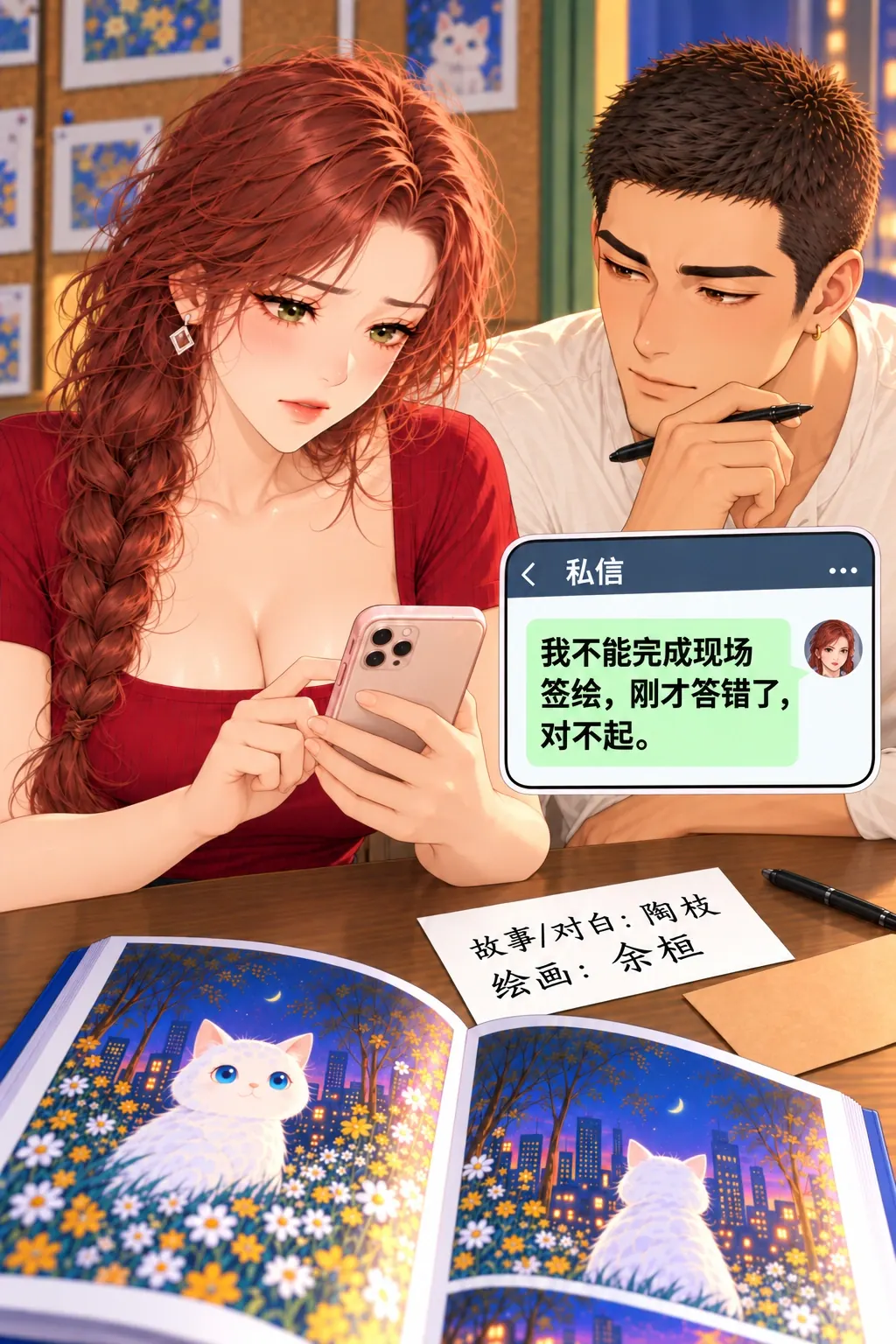 这本有两个名字漫画画面：《这本有两个名字》：真正撤回已答应的现场签绘并道歉。