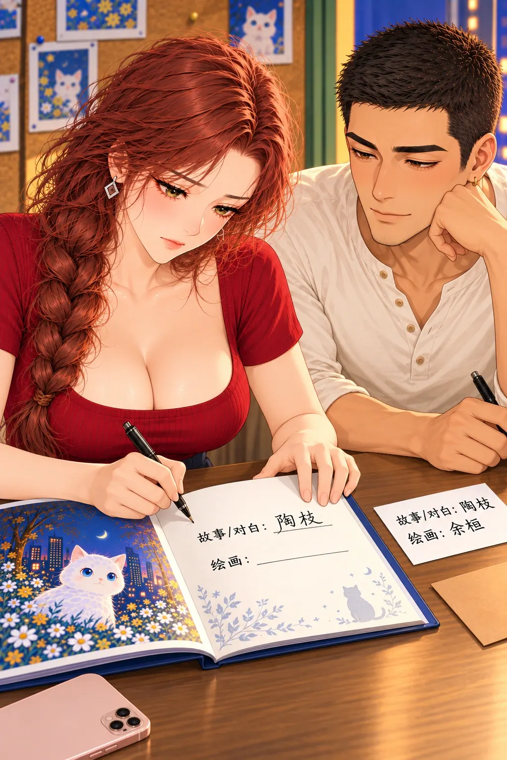这本有两个名字漫画画面：《这本有两个名字》：给自己真实写出的故事在完成样册署名。
