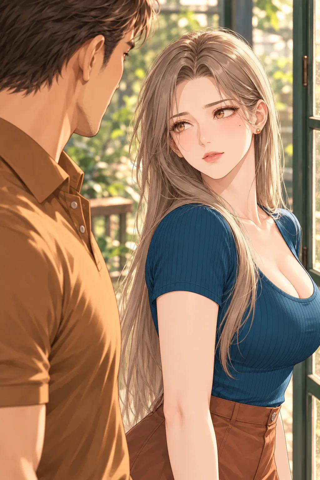 最后那句你真好看漫画画面：《最后那句你真好看》：女的主动停步与准备说真实愿望可见。