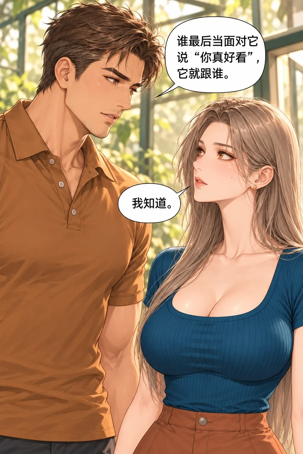 最后那句你真好看漫画画面：《最后那句你真好看》：特定触发句和双方早知明确；向人引用没有第四次触发。