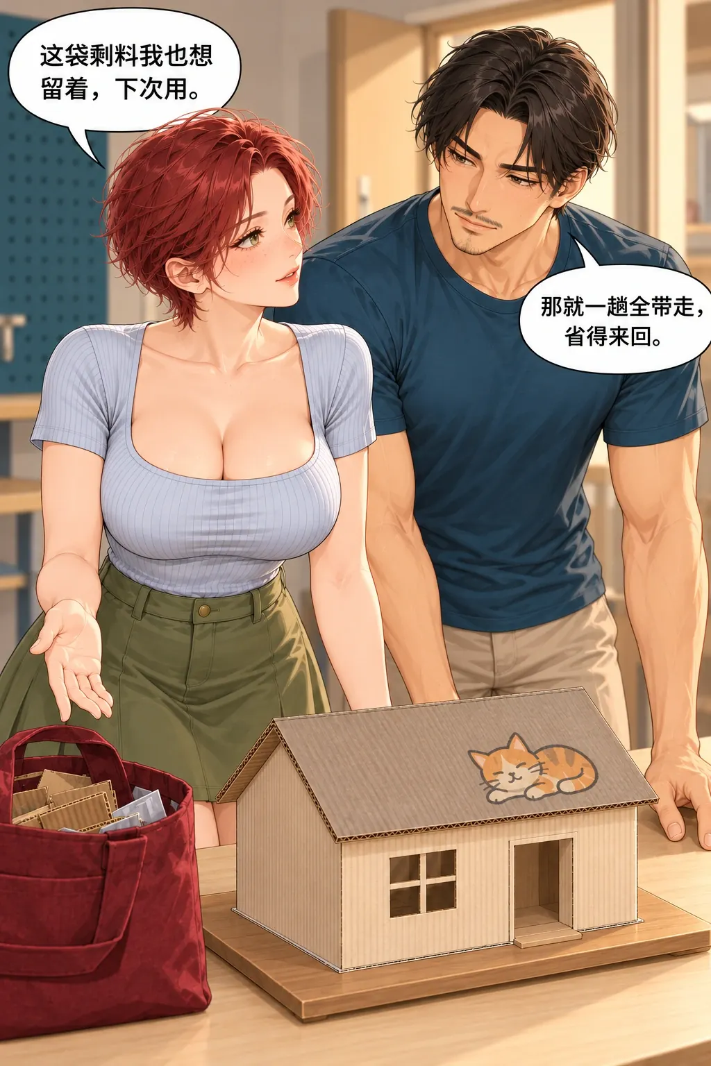 带纸屋回家漫画画面：《带纸屋回家》：女想保两物、男想省次数，不靠简介猜。