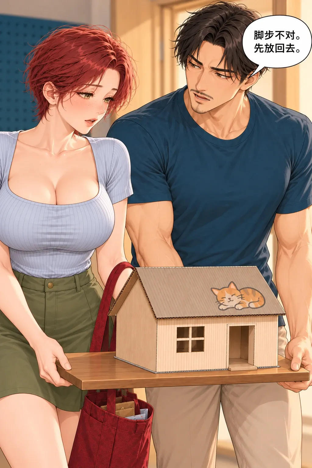 带纸屋回家漫画画面：《带纸屋回家》：男主动停，不硬撑或把她当工具人。