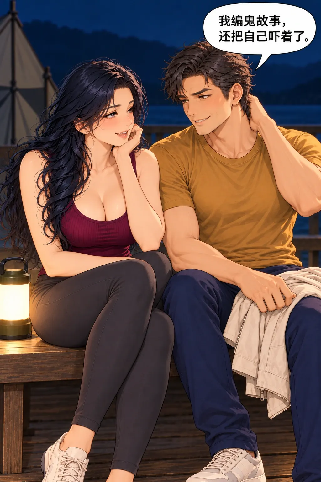 故事先停在这儿漫画画面：《故事先停在这儿》：互陪已完成，男用实际自我反差接笑。