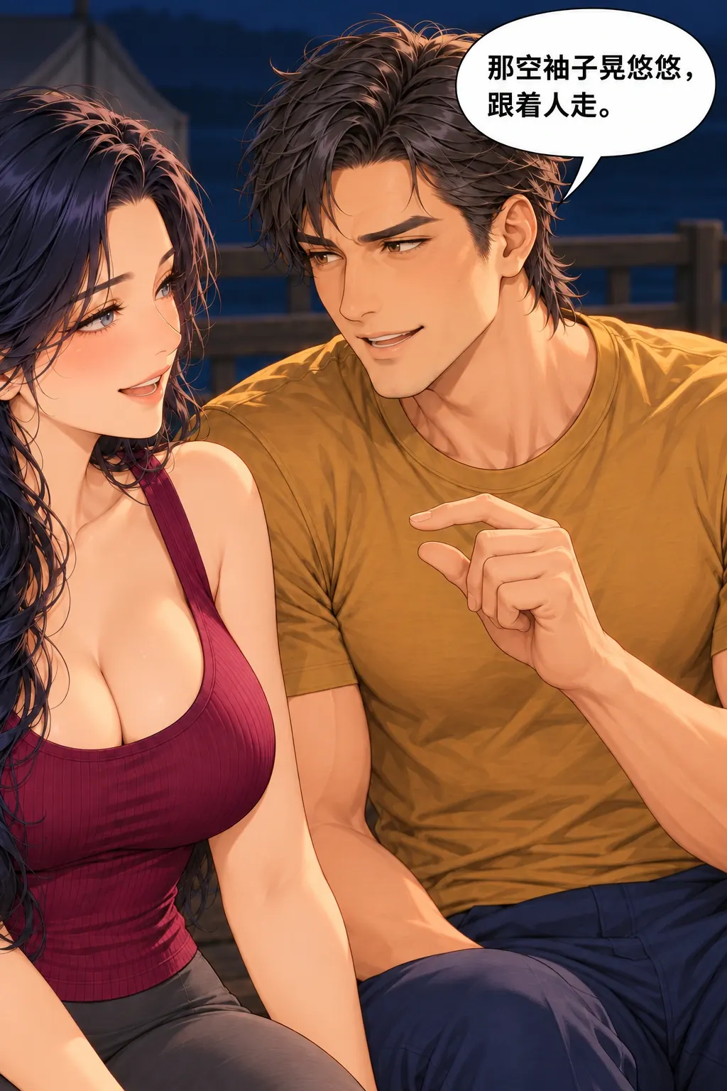 故事先停在这儿漫画画面：《故事先停在这儿》：男顺她的提议再加虚构细节。