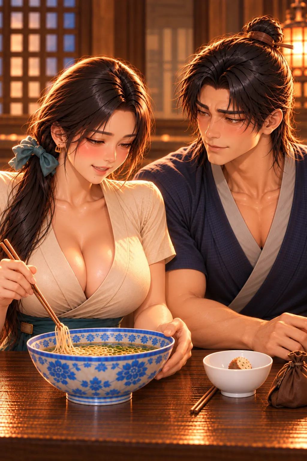 不饿的人先动筷漫画画面：《不饿的人先动筷》：她也停止耽误自己的热饭，不用凭空多余半碗作奖赏。