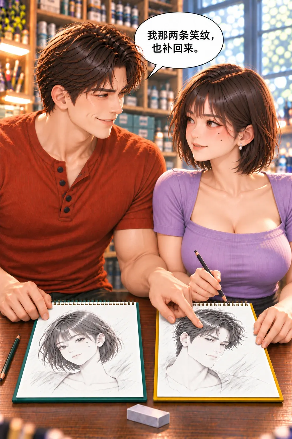 越改越眼生漫画画面：《越改越眼生》：陈野笑着要求把自己的两条笑纹也补回来。