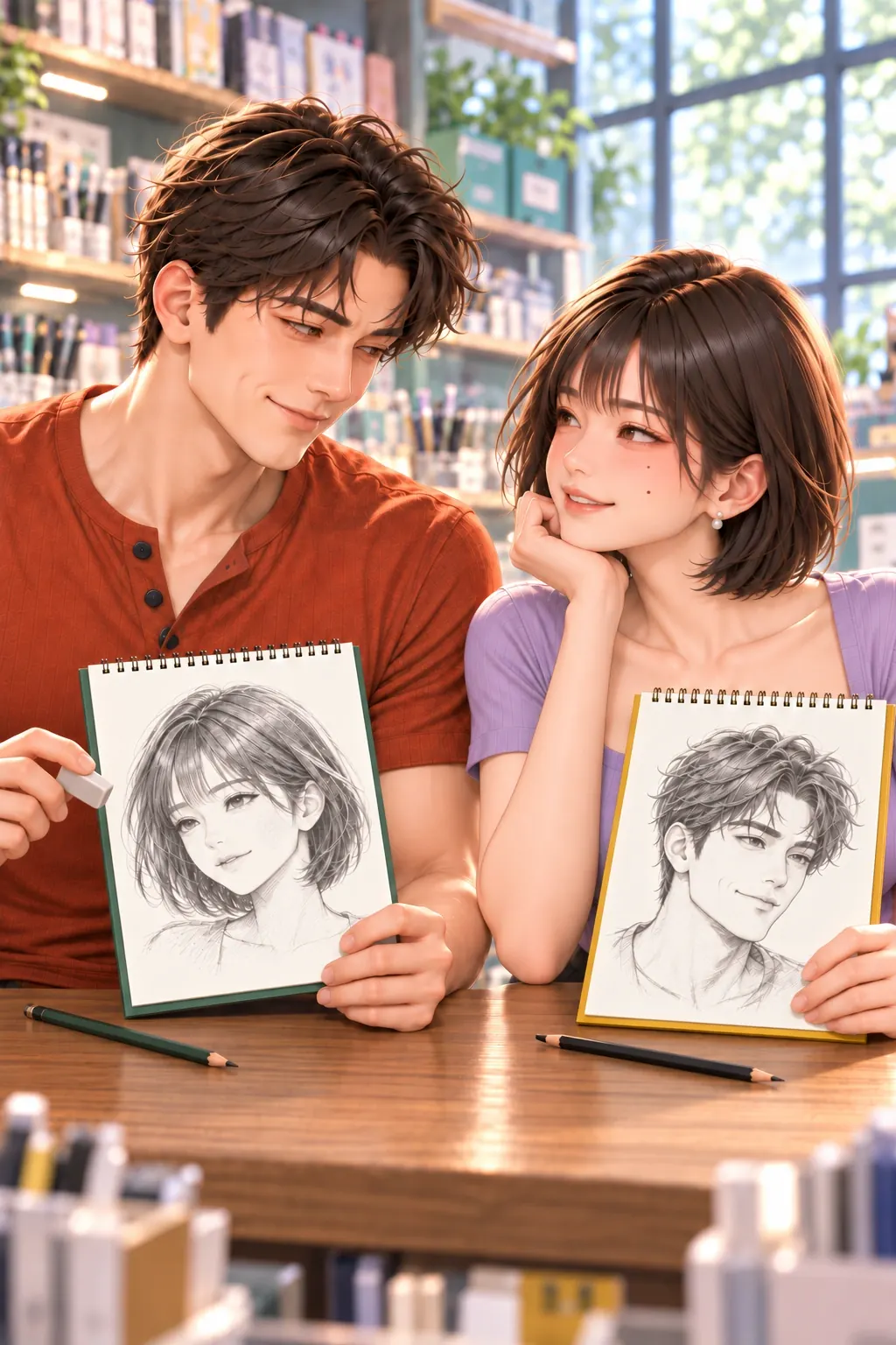 越改越眼生漫画画面：《越改越眼生》：陈野擦掉纸像双痣，林盏暂时满意。