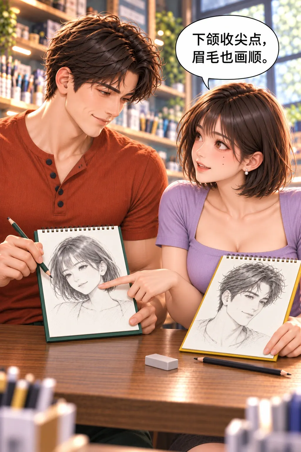 越改越眼生漫画画面：《越改越眼生》：林盏进一步要求把自己的下颌收尖、眉毛画顺。